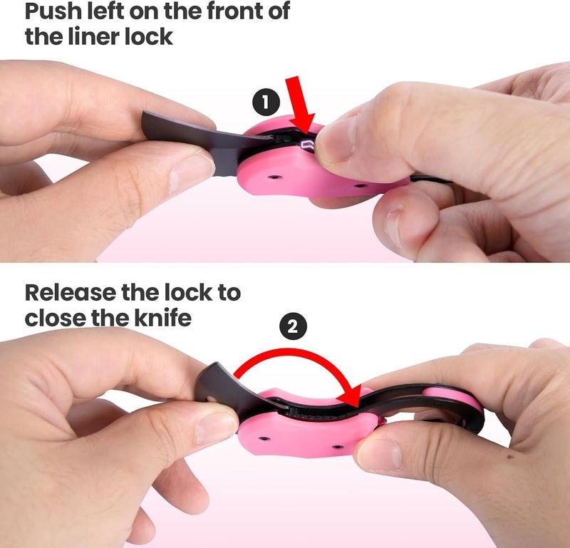 FUNBRO Pink Keychain Knife Stocking Stuffers Gifts for Mom, Cute Box Cutter Small Pocket Knife Gadgets, EDC Knives Tool with 1.34 inch Sharp Blade for Everyday Carry, Womens Christmas Gift for Her - Image 5